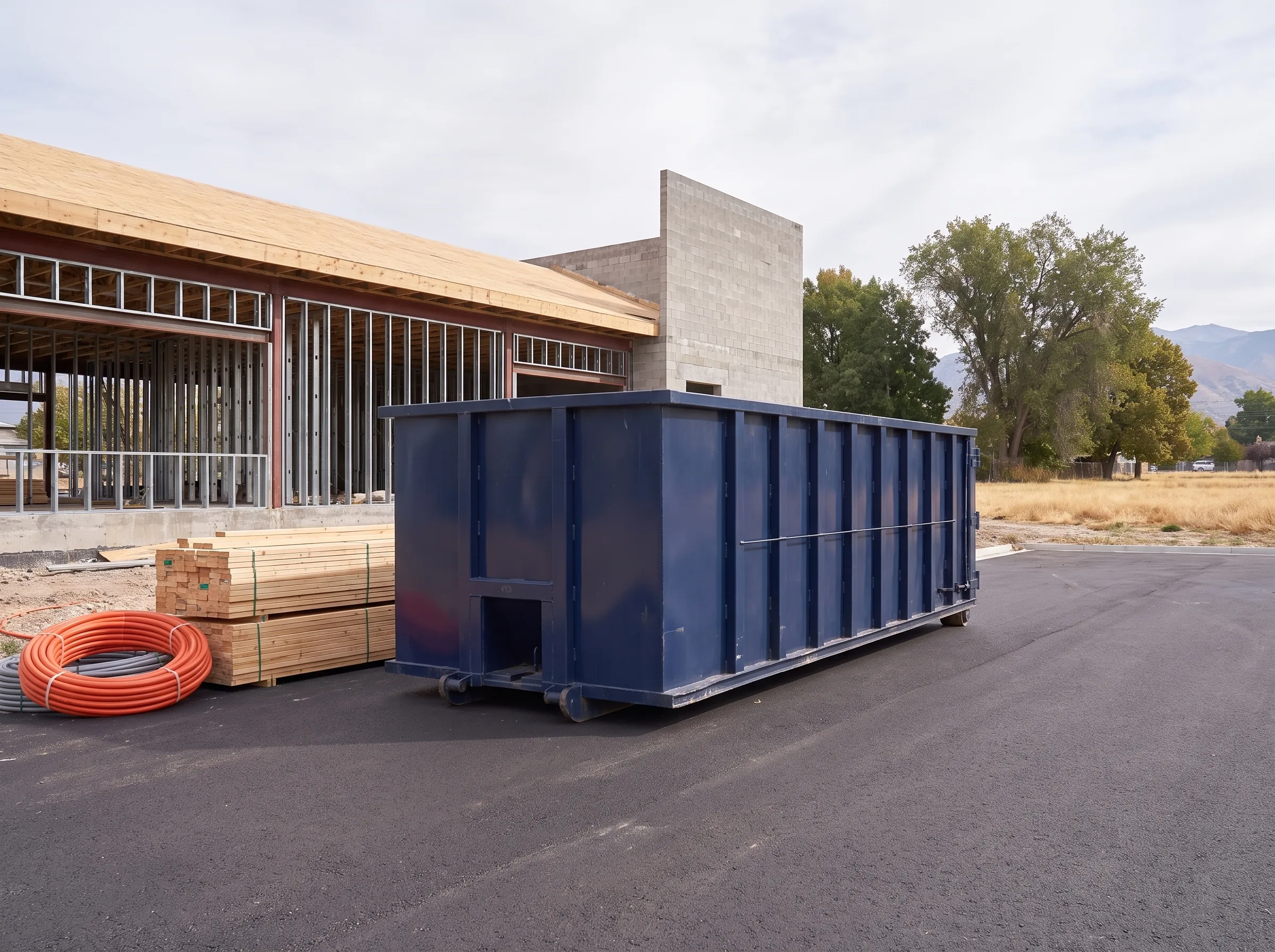 Roll-off dumpster being loaded in Idaho